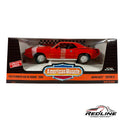 Redline Speed Diecast 1:18 scale 1970 Plymouth 440 Six Barrel Cuda model car in vibrant red in original packaging.