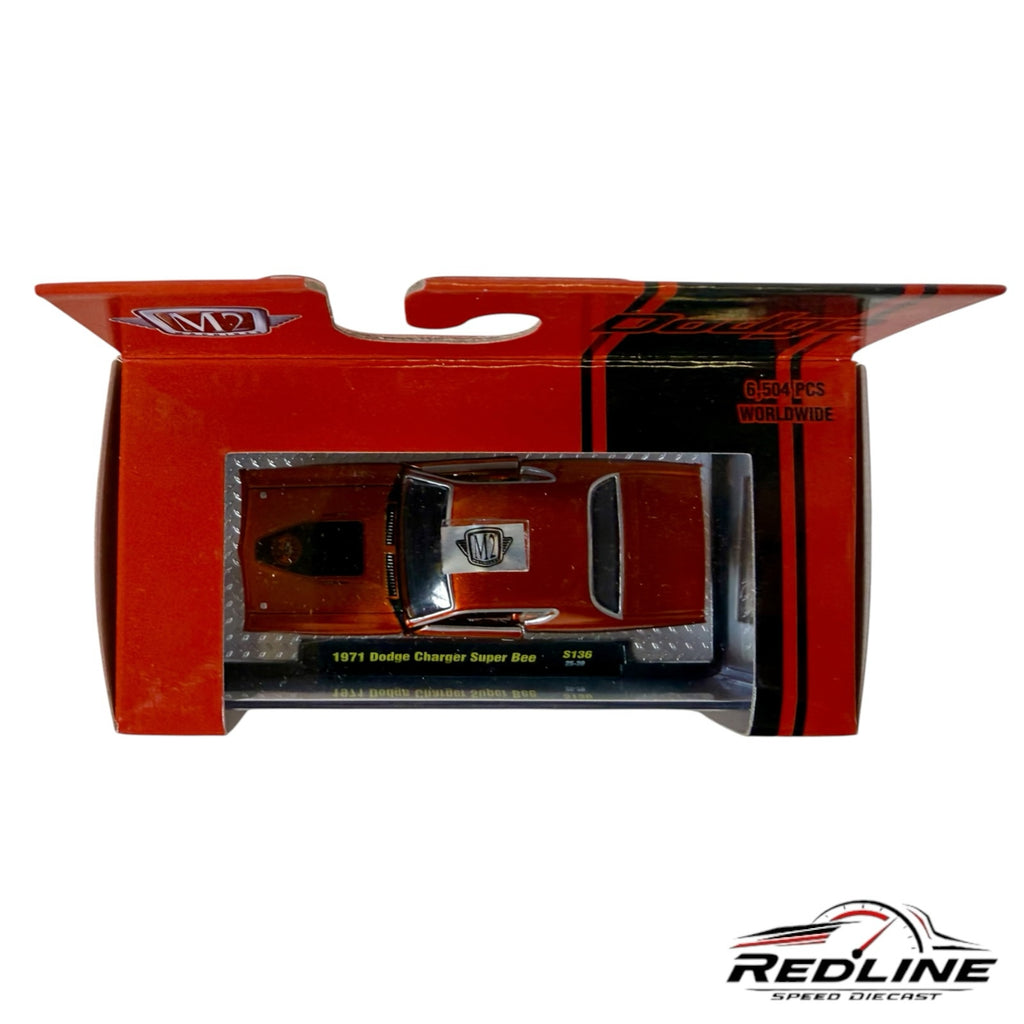 Redline Speed Diecast 1971 Dodge Charger Super Bee metallic orange 1:64 scale model in original display packaging