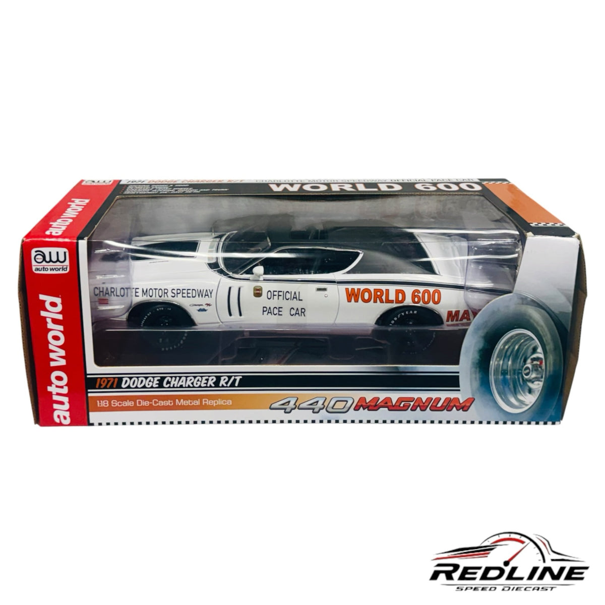 Redline Speed Diecast 1:18 scale 1971 Dodge Charger R/T Charlotte Motor Speedway pace car model in original box