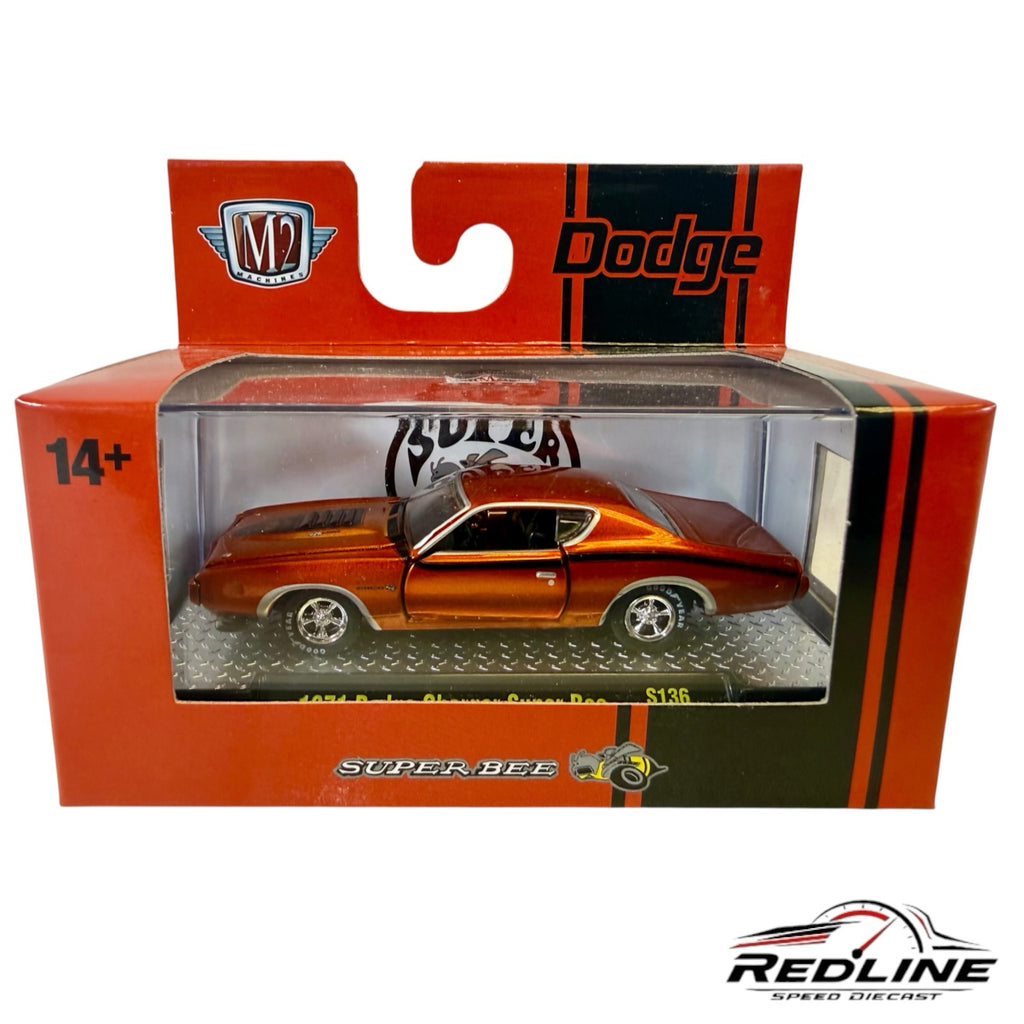 Redline Speed Diecast 1971 Dodge Charger Super Bee metallic orange 1:64 scale model car in original display packaging