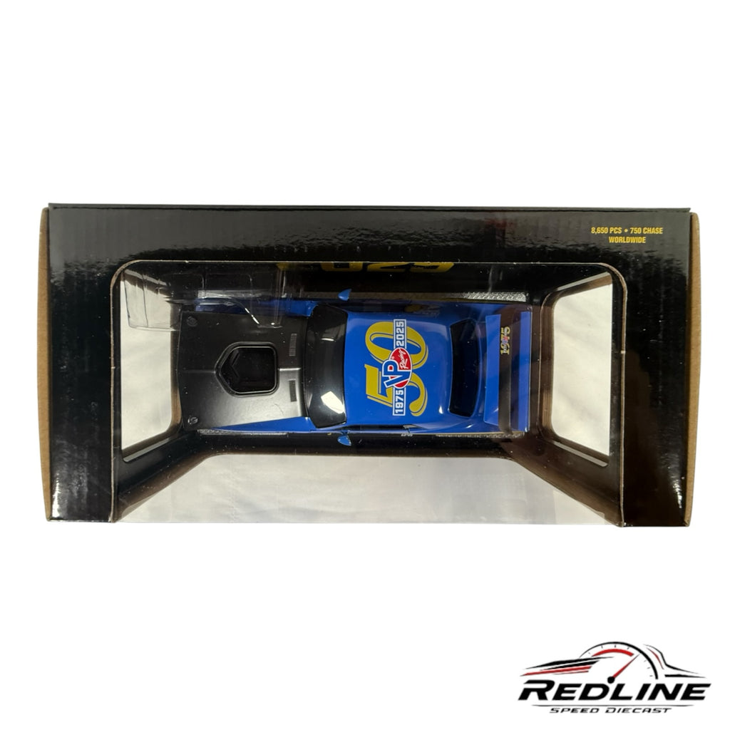 Redline Speed Diecast 1:24 scale 1971 Plymouth Hemi Cuda in blue and yellow VP Racing 50th anniversary livery in box