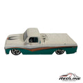 Redline Speed Diecast 1972 Chevrolet Cheyenne pickup model with a teal and white distressed crackle paint finish.