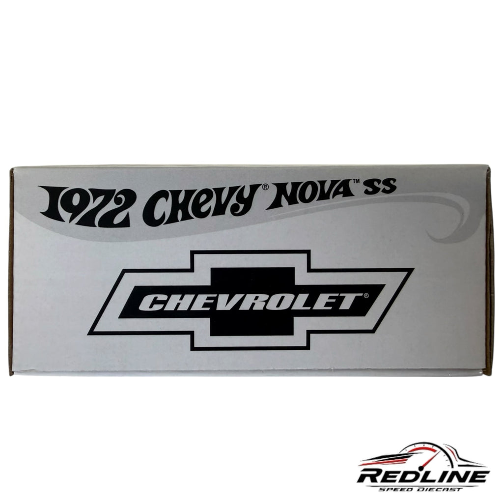 Redline Speed Diecast white collector box for a 1972 Chevrolet Nova SS muscle car model