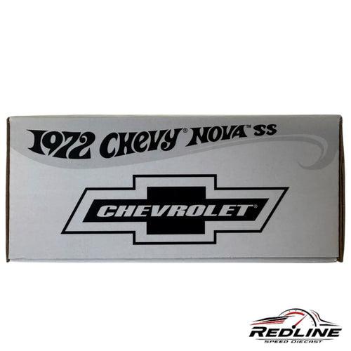 Redline Speed Diecast white collector box for a 1972 Chevrolet Nova SS muscle car model