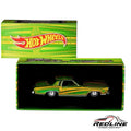 Redline Speed Diecast Hot Wheels 1975 Chevrolet Monte Carlo in green and gold with custom paint in display box