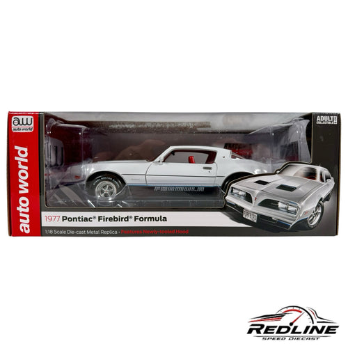 Redline Speed Diecast 1:18 scale white 1977 Pontiac Firebird Formula model car in original Auto World packaging