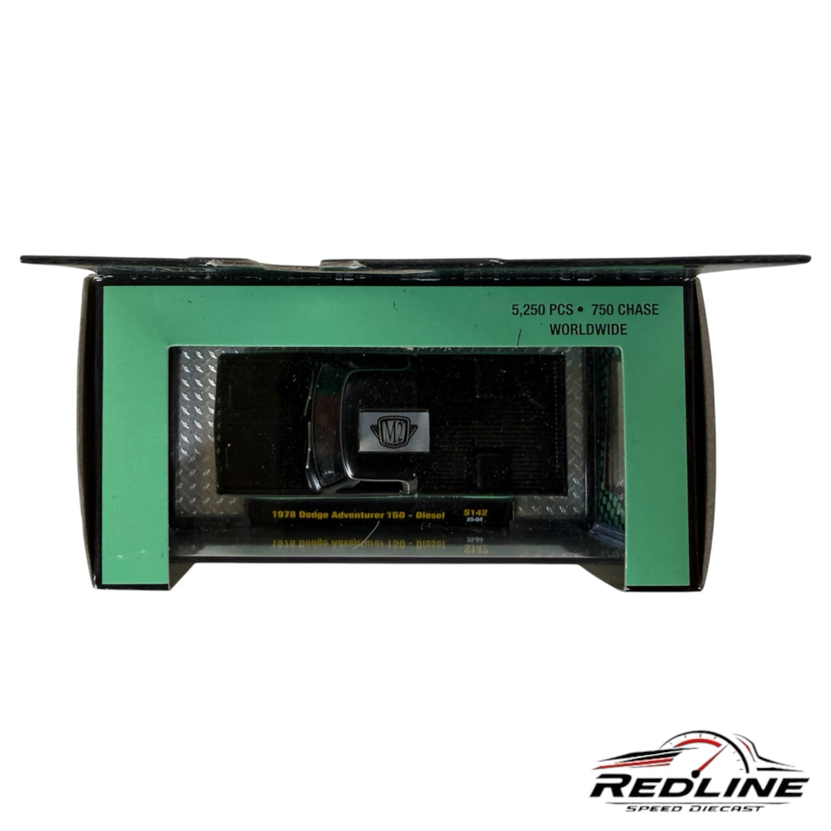 Redline Speed Diecast 1:64 scale 1978 Dodge Adventurer 150 diesel truck in a black and green display box
