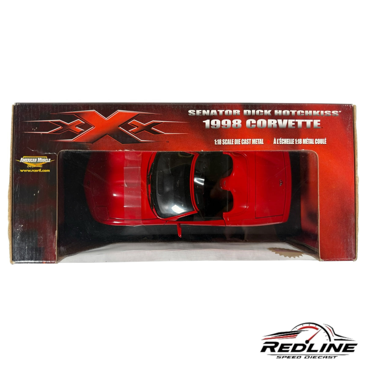 Redline Speed Diecast 1:18 scale red 1998 Chevrolet Corvette diecast model in xXx movie themed display box