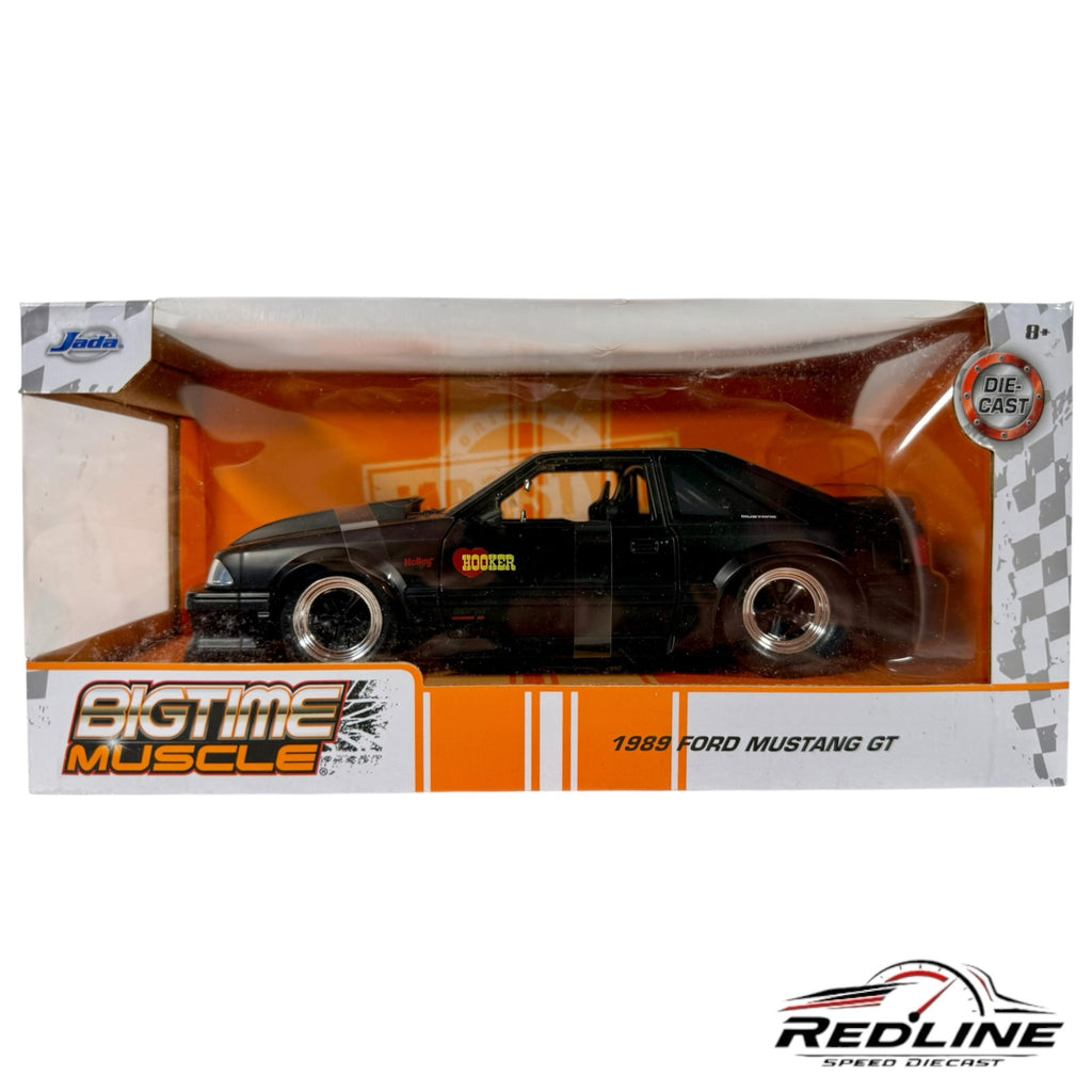 Redline Speed Diecast 1:24 scale black 1989 Ford Mustang GT model car in original Bigtime Muscle packaging