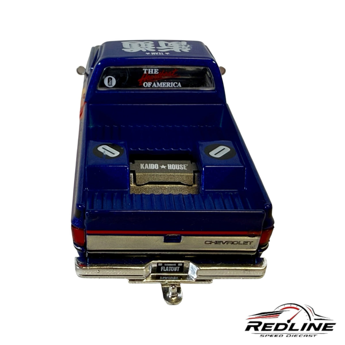 Redline Speed Diecast 1:64 scale blue Chevrolet Silverado model truck with custom Kaido House bed details