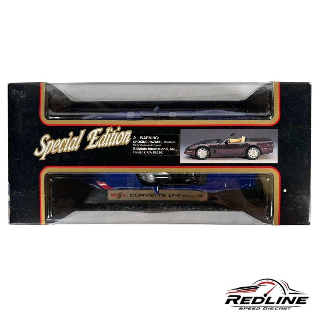 Redline Speed Diecast Maisto 1:18 scale blue Corvette LT-4 convertible model car in original display packaging