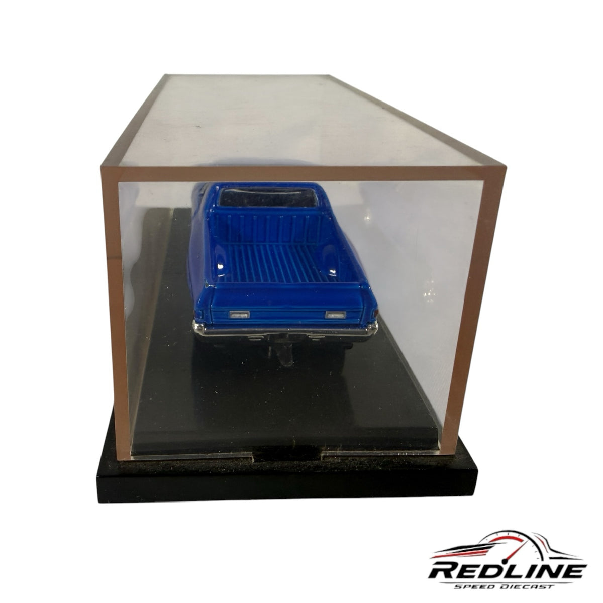 Redline Speed Diecast 1970 Chevrolet El Camino SS model in blue, displayed in a clear protective acrylic case.