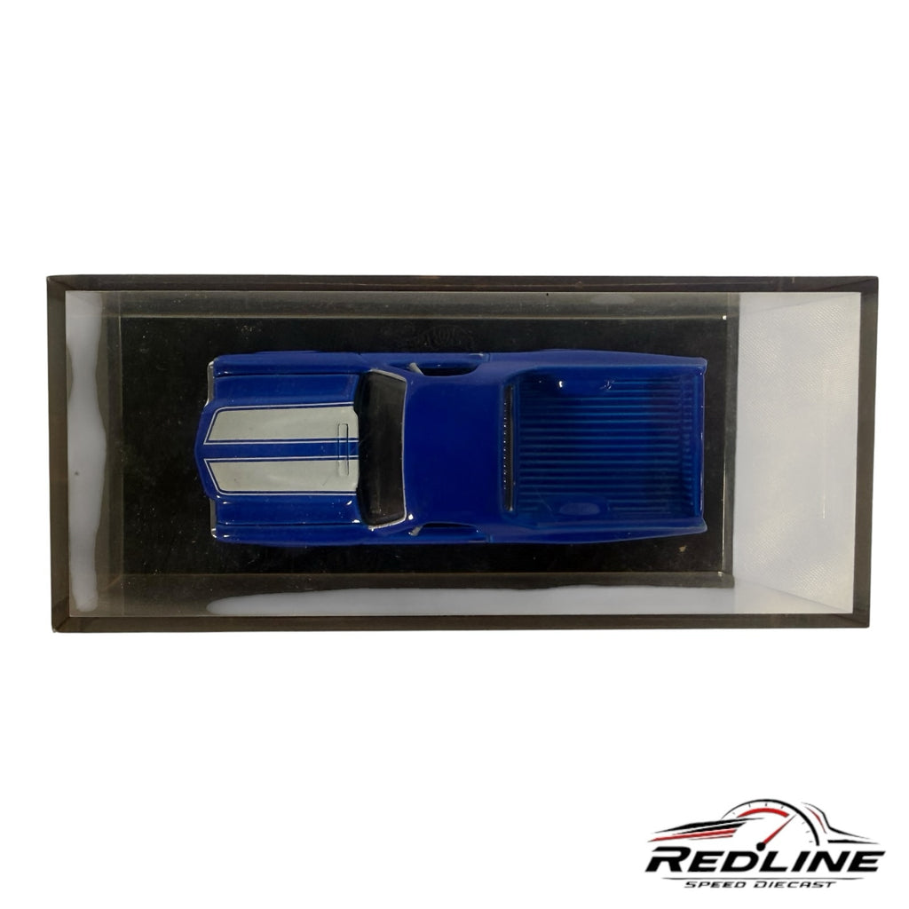 Redline Speed Diecast 1970 Chevrolet El Camino SS model in blue with white racing stripes in a clear display case