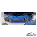 Redline Speed Diecast 1:18 scale blue Ford Mustang GTD model car with gold wheels in original display packaging