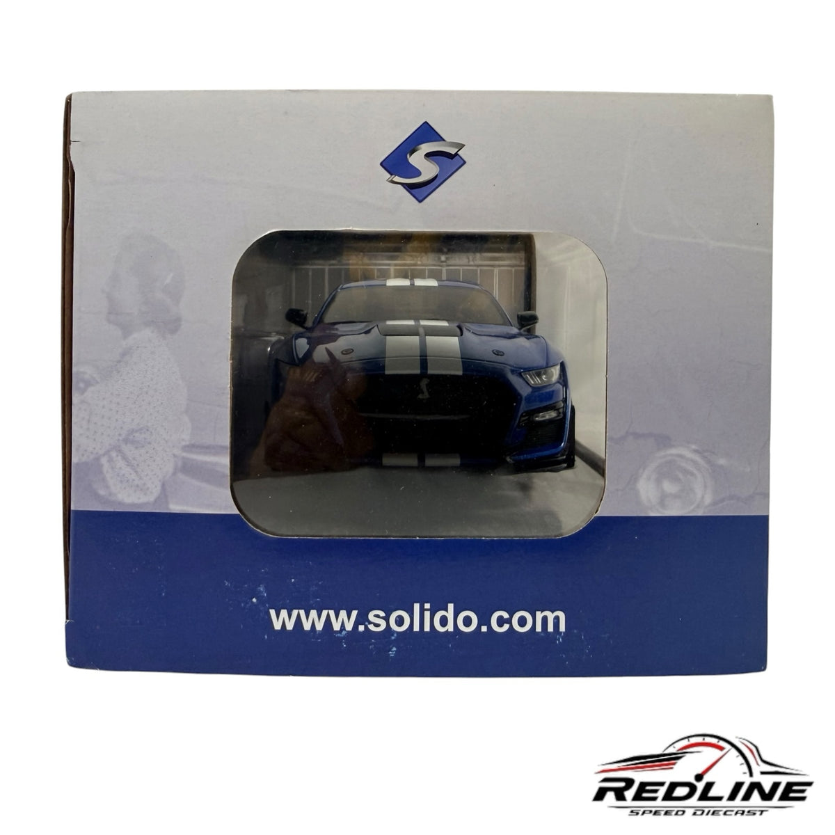 Redline Speed Diecast Solido 1:18 scale blue Ford Shelby GT500 model car in its original display box
