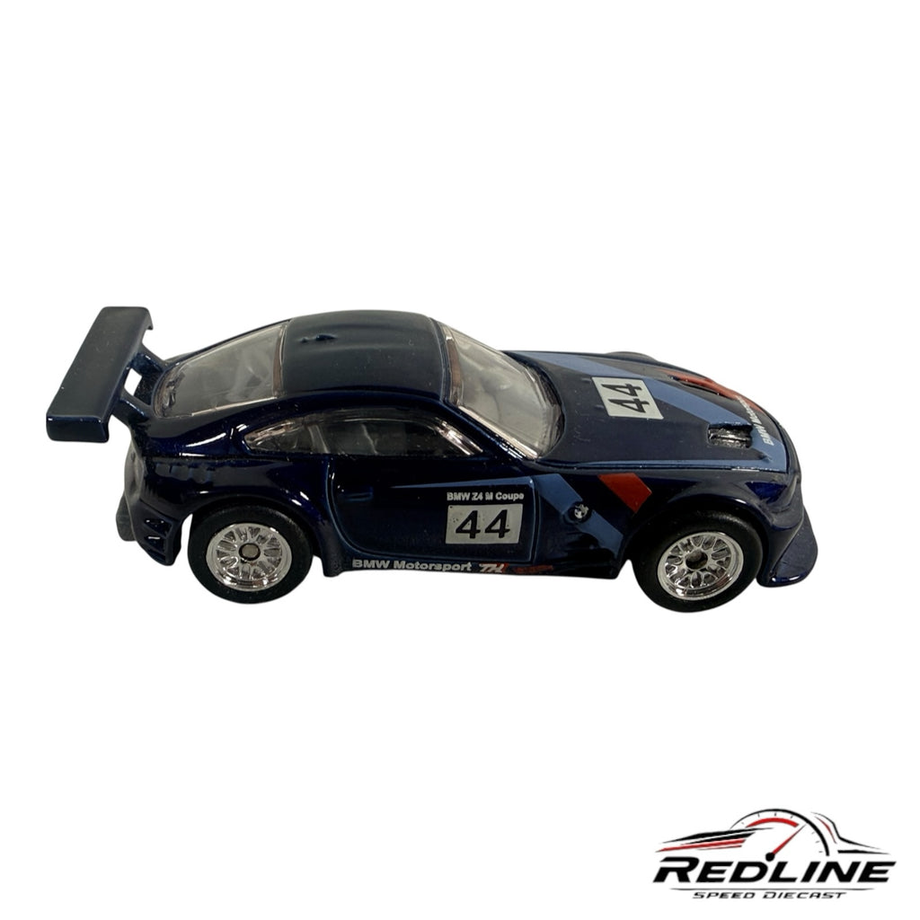 Redline Speed Diecast blue BMW Z4 M Coupe racing toy car with number 44 livery and rear wing