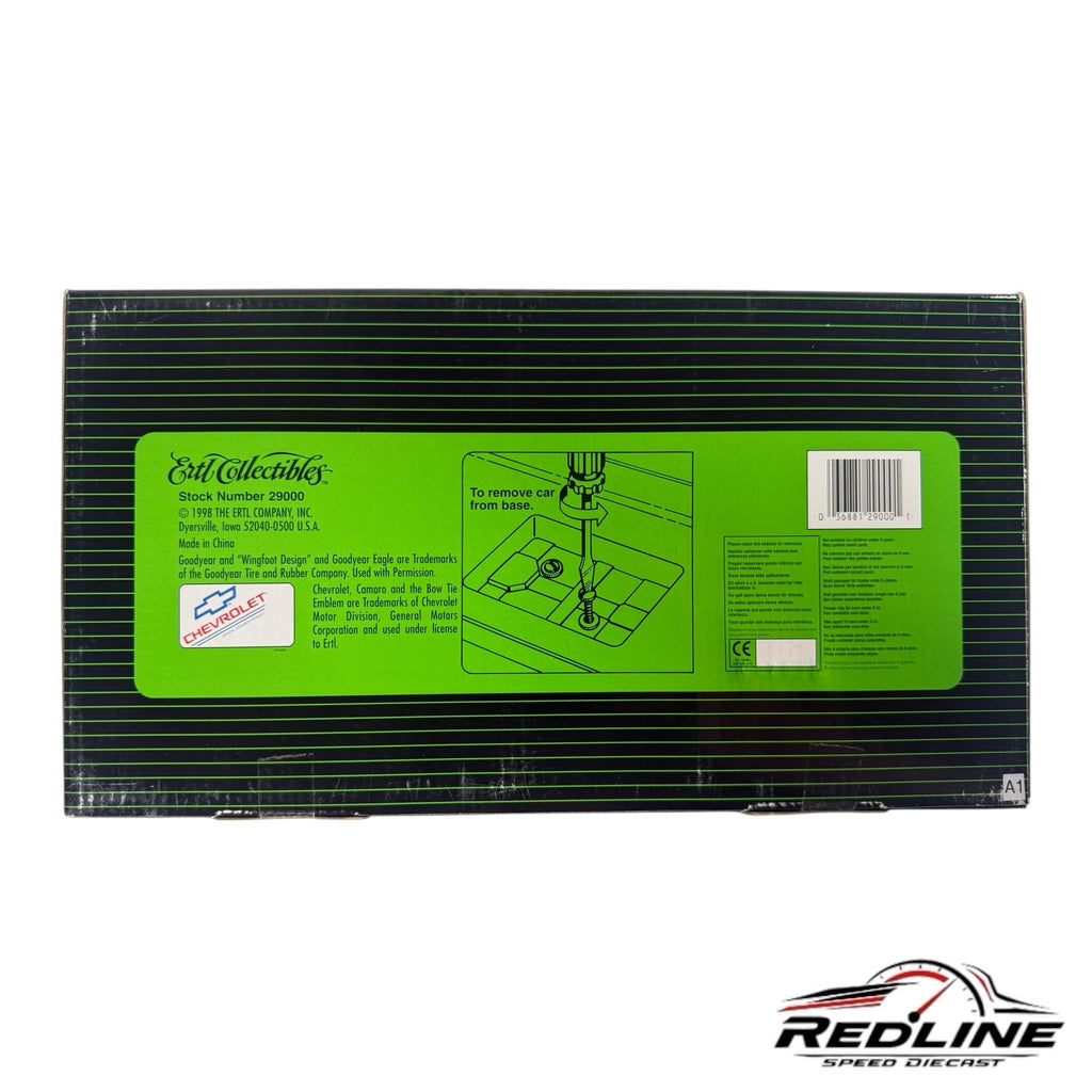 Redline Speed Diecast 1969 Yenko 427 Camaro model car packaging box back view with Ertl Collectibles branding