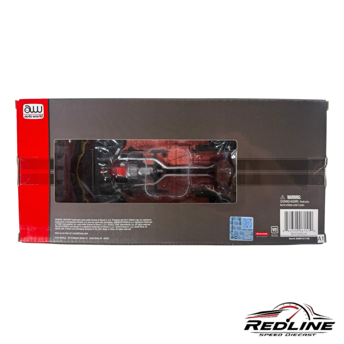 Redline Speed Diecast Auto World 1972 Chevrolet Camaro model car packaging box with clear display window
