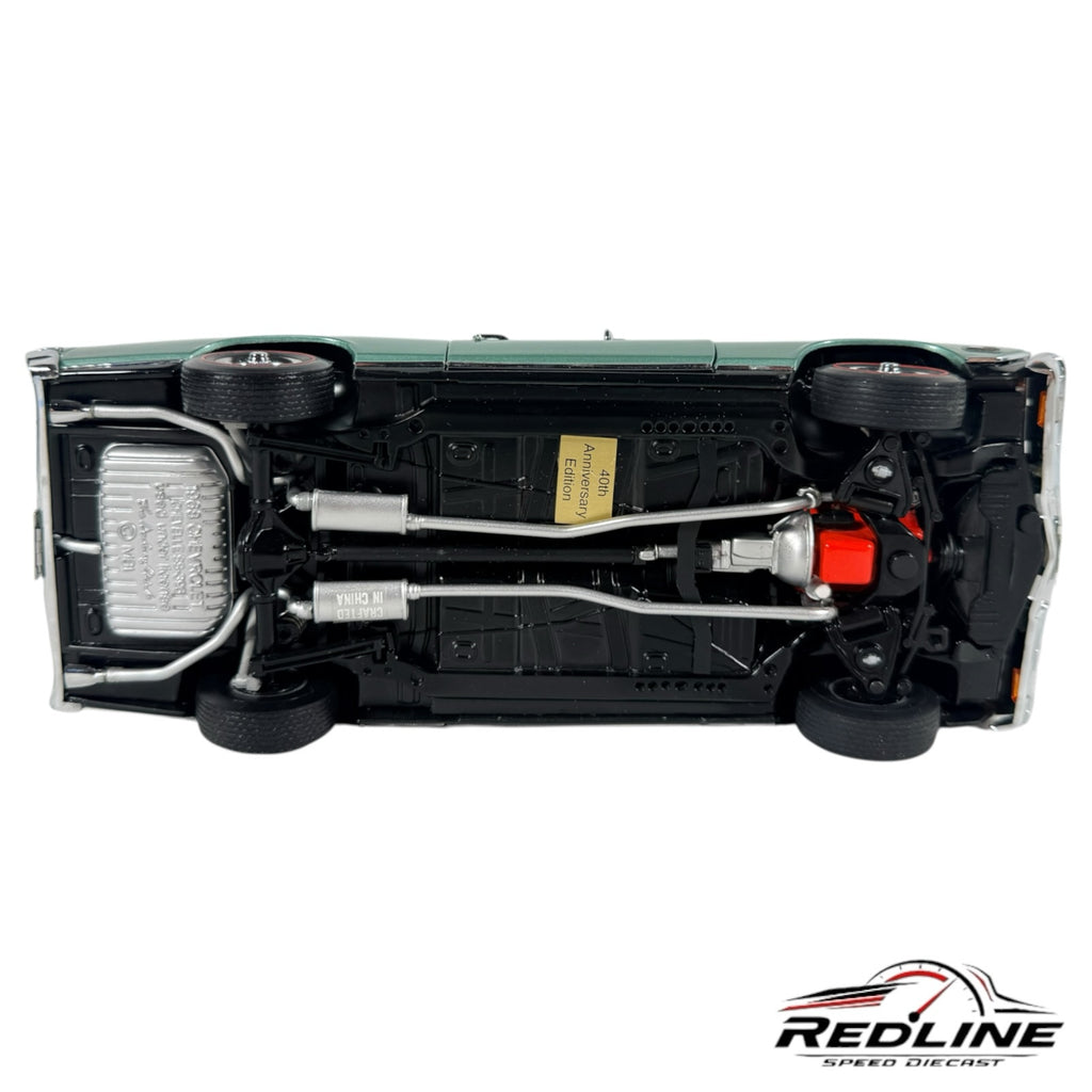 Underside view of Redline Speed Diecast 1968 Chevrolet Chevelle SS-396 model showing exhaust and chassis details