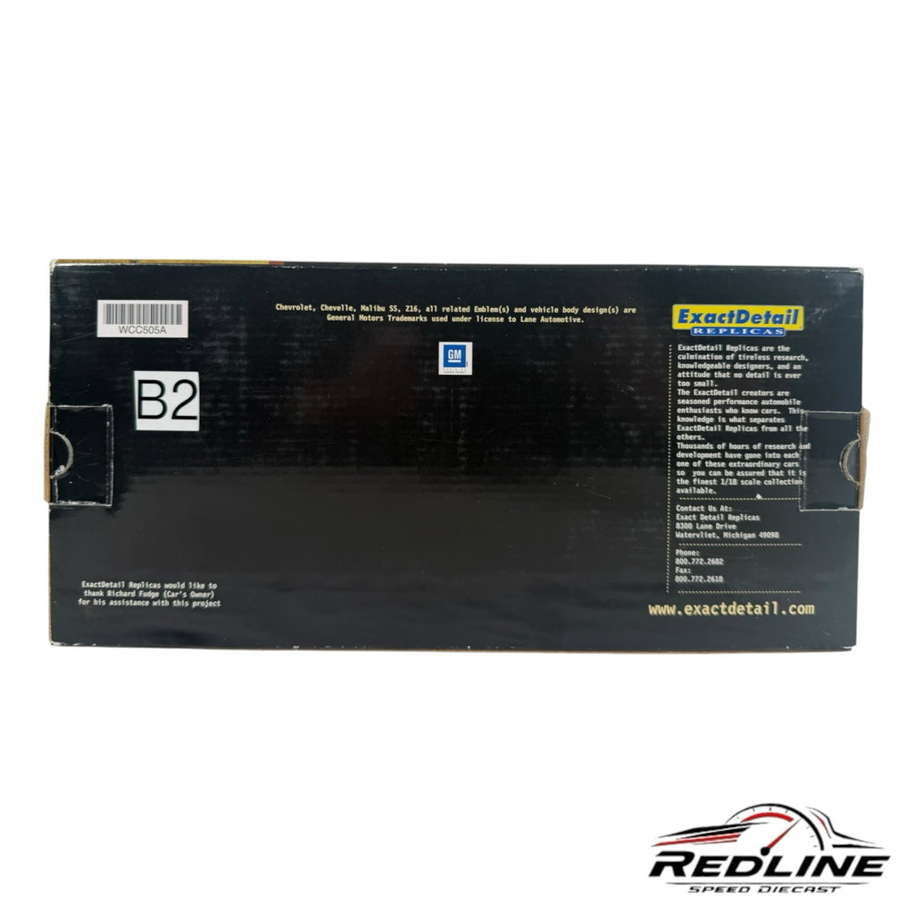 Redline Speed Diecast packaging box for a 1965 Chevrolet Chevelle Z16 model with branding and product information