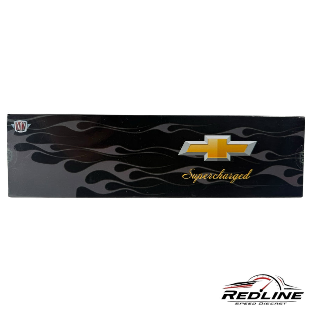 Redline Speed Diecast black presentation box for 1957 Chevrolet Bel Air custom set with flame graphics and logo