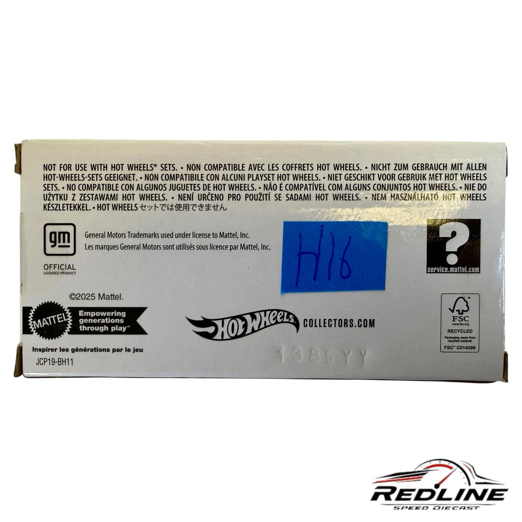 Redline Speed Diecast 1959 Chevrolet Brookwood packaging box back with official Mattel and GM branding information
