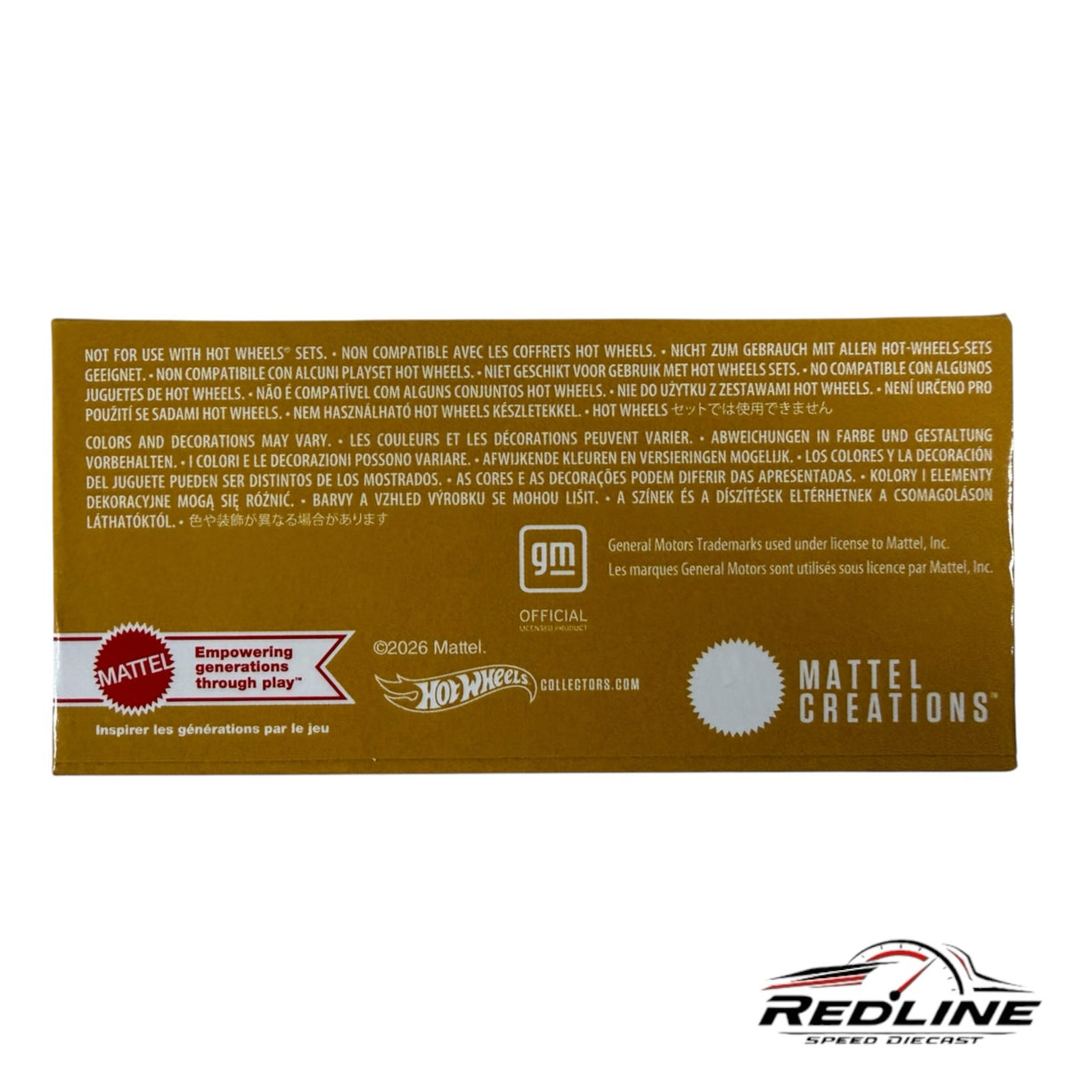 Redline Speed Diecast Hot Wheels 1948 Chevrolet Fleetline collector box back panel with official branding and text