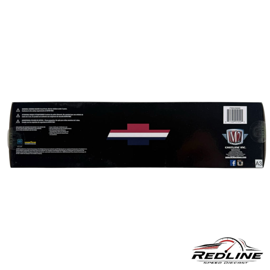 Redline Speed Diecast M2 Machines Chevrolet truck and funny car hauler set packaging side view with USA-1 logo