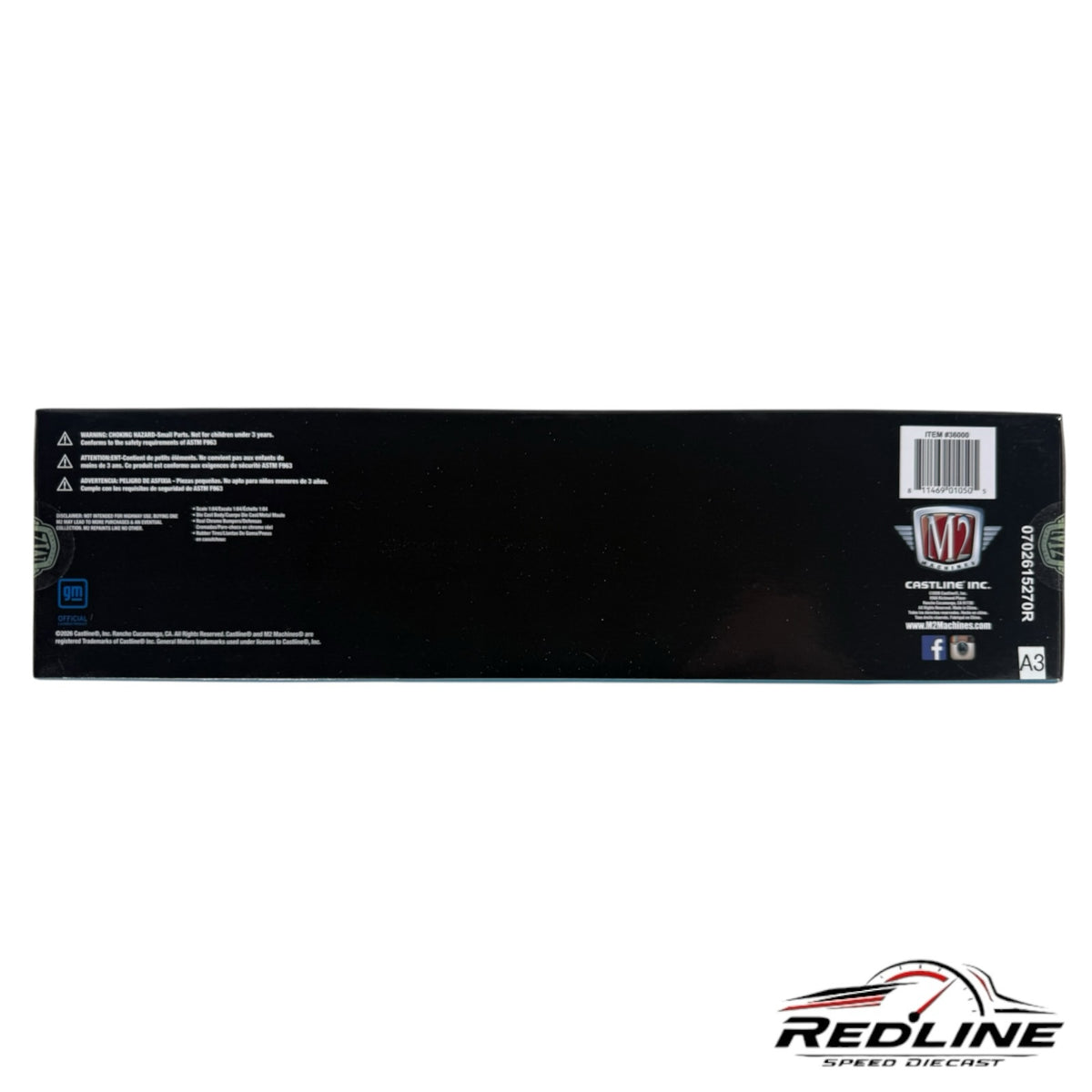 Redline Speed Diecast packaging box for Chevrolet van and Impala hauler set with M2 Machines branding