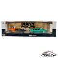 Redline Speed Diecast M2 Machines 1:64 scale 1970 Chevy C60 hauler and 1974 Cheyenne Super 20 truck collector set