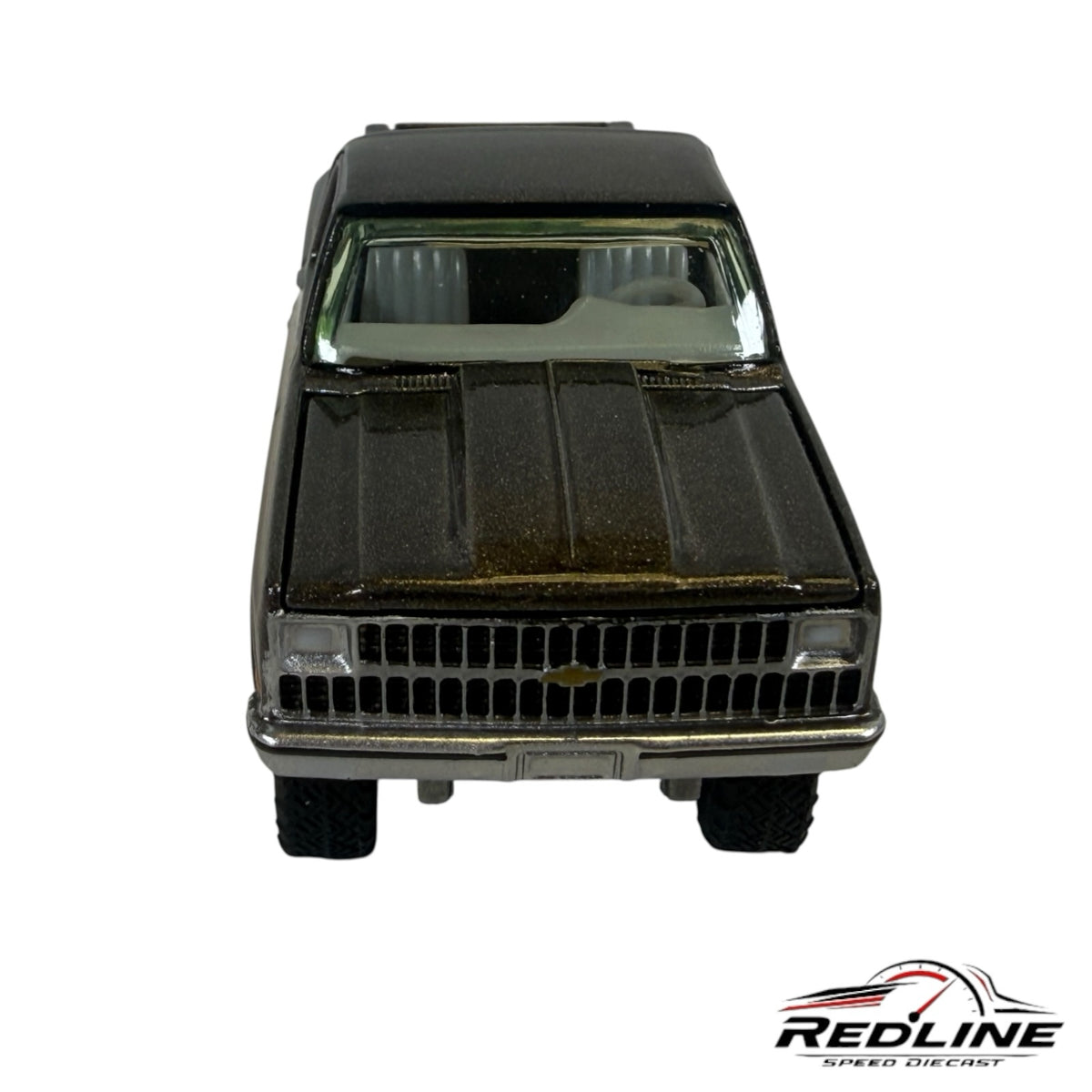 Redline Speed Diecast 1:64 scale metallic brown Chevrolet Silverado stepside pickup truck front view