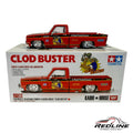 Redline Speed Diecast Kaido House Tamiya Chevrolet Silverado Clod Buster diecast truck in red with custom graphics.