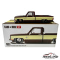 Redline Speed Diecast Kaido House Mini GT Chevrolet Silverado vintage spec truck in brown and cream on display box