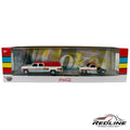 Redline Speed Diecast M2 Machines Coca-Cola 1973 and 1976 GMC truck set in red and white with Coke Is It livery