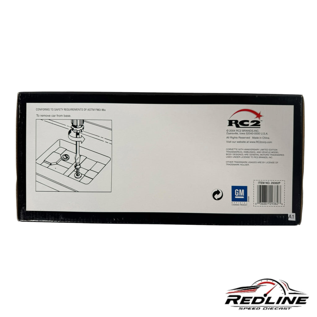 Redline Speed Diecast packaging back showing assembly instructions and GM licensing for the 1998 Corvette model