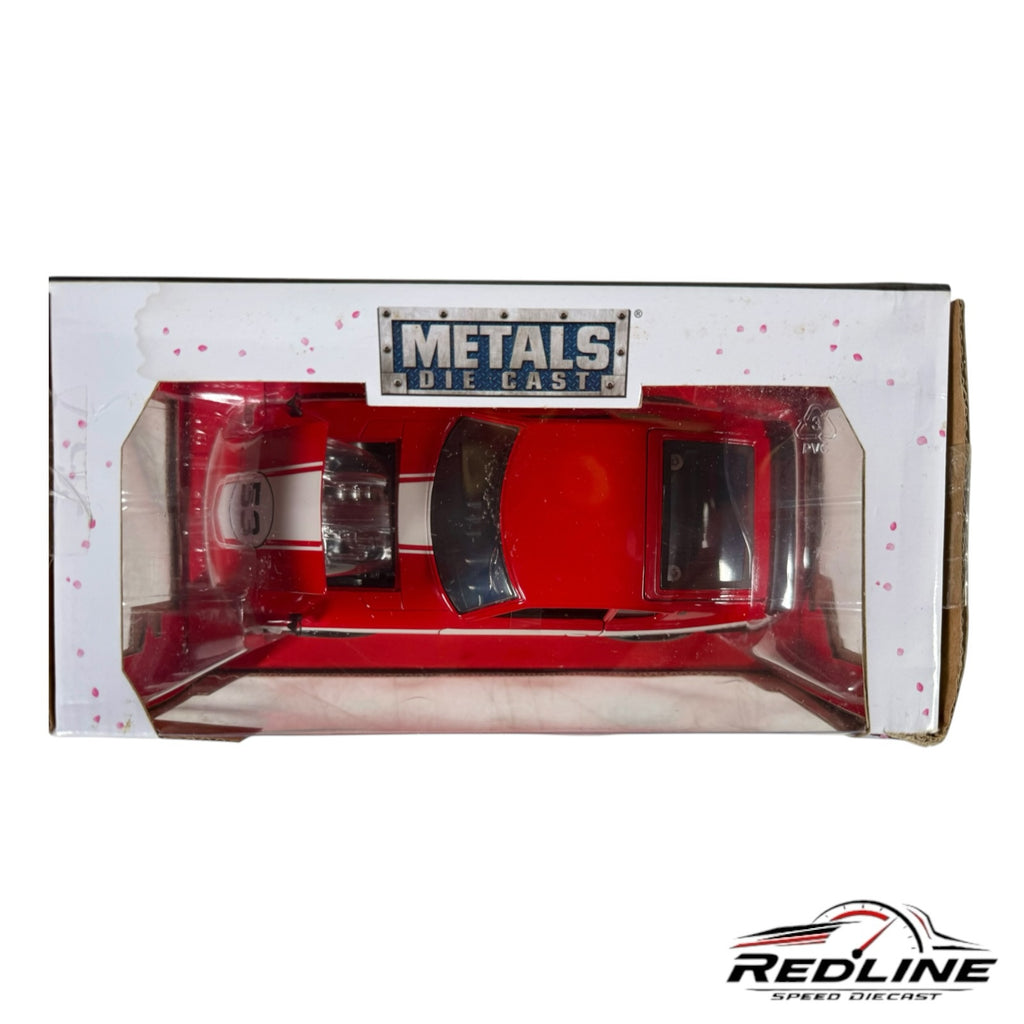 Redline Speed Diecast 1:24 scale 1972 Datsun 240Z model car in red and white racing livery inside packaging