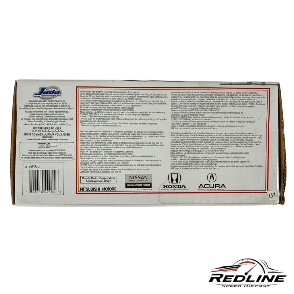 Redline Speed Diecast packaging back panel for Jada Toys 1972 Datsun 240Z model with official licensing information