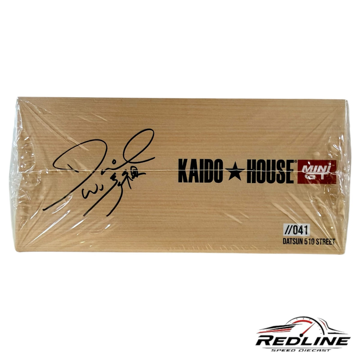 Redline Speed Diecast collector box for Kaido House Datsun 510 Street model featuring Daniel Wu signature