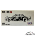 Redline Speed Diecast packaging for Kaido House x Mini GT Datsun 510 Street Nismo V2 featuring technical line art