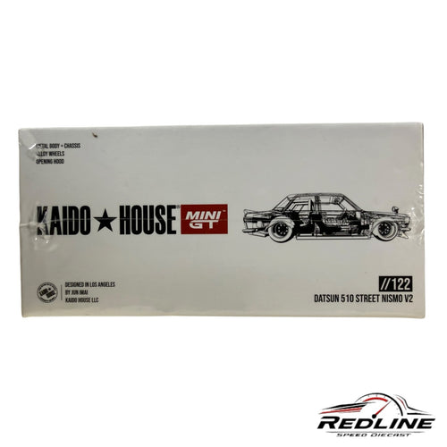 Redline Speed Diecast packaging for the Kaido House Mini GT Datsun 510 Street Nismo V2 model car