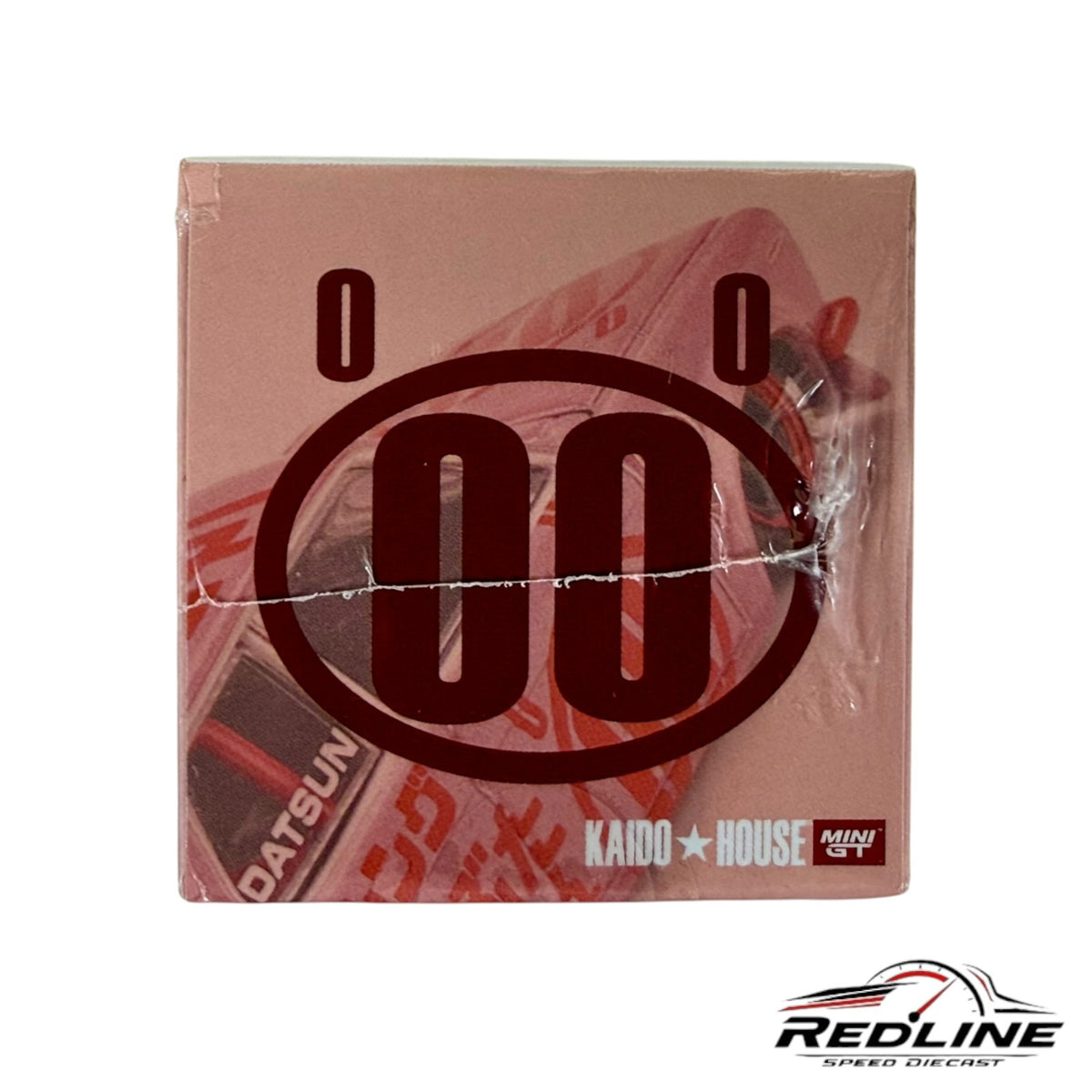Redline Speed Diecast pink packaging box for Kaido House Datsun 510 Pro Street model with number 00 graphic