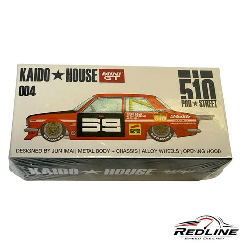 Redline Speed Diecast KAIDO HOUSE MINI GT Datsun 510 Pro Street model car packaging box with racing livery