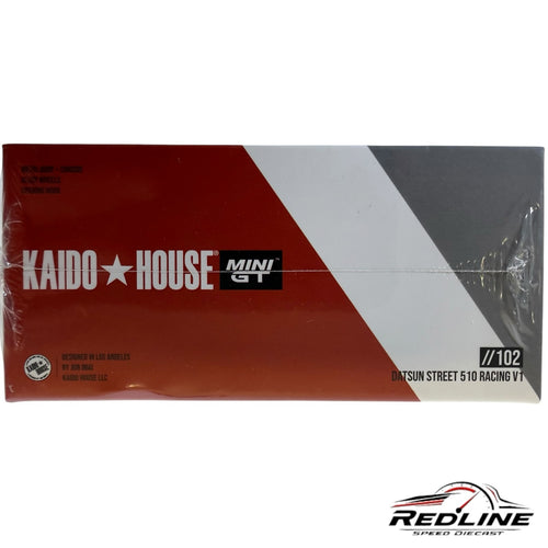 Redline Speed Diecast Kaido House Datsun Street 510 Racing V1 model box in black, white, and red packaging