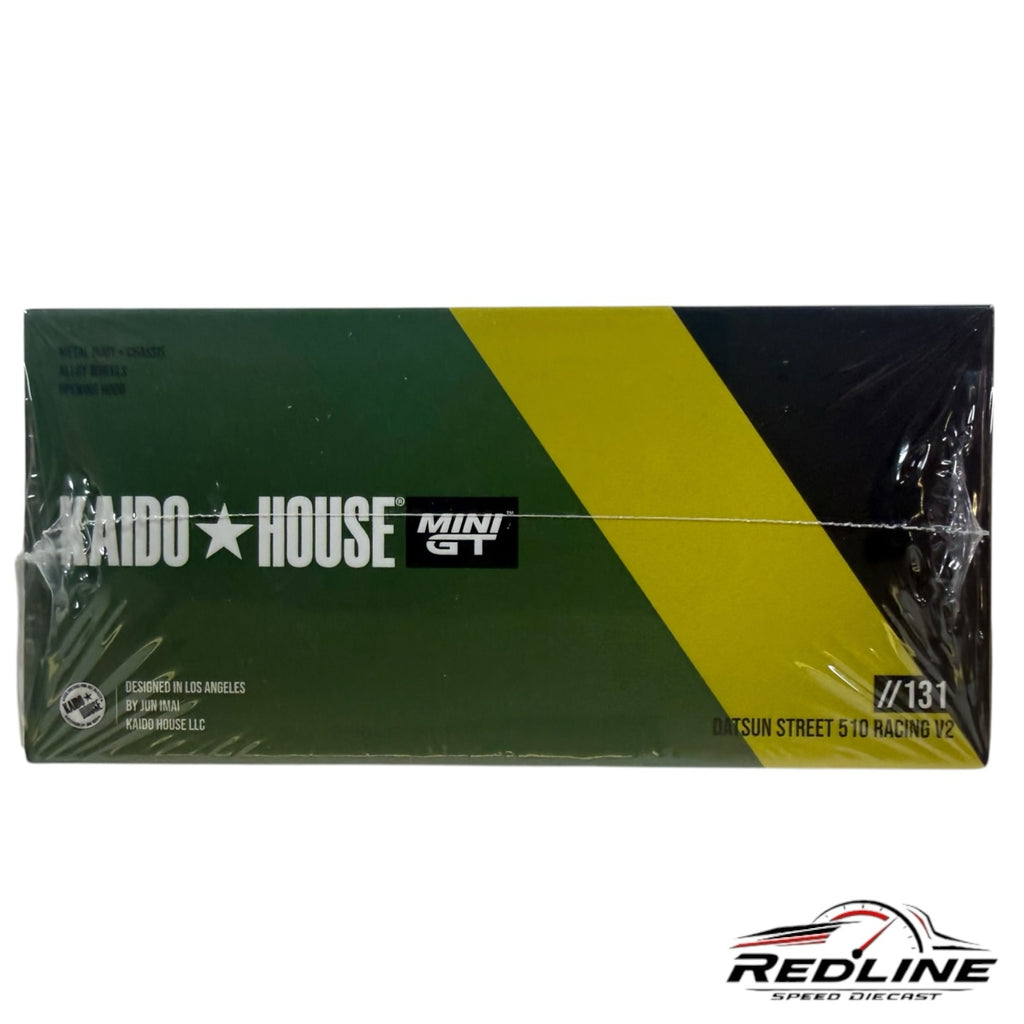 Redline Speed Diecast packaging for the Kaido House Datsun Street 510 Racing V2 model car in green and black