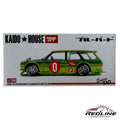 Redline Speed Diecast Kaido House Datsun 510 Wagon in OG Flow Yellow with racing livery on display box
