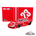 Redline Speed Diecast 1:64 scale Datsun Fairlady Z model car in red with Motul and Advan racing liveries and box.