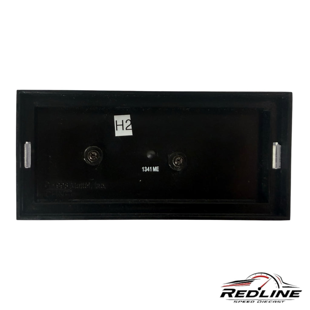 Redline Speed Diecast black plastic display base for collectible model car with mounting screws and H2 label