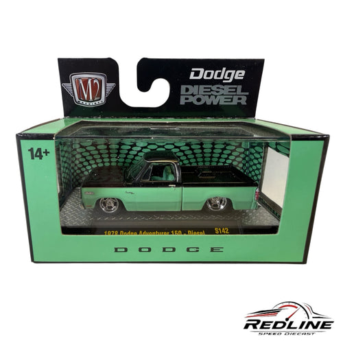 Redline Speed Diecast 1978 Dodge Adventurer 150 pickup truck model in black and green in original display box