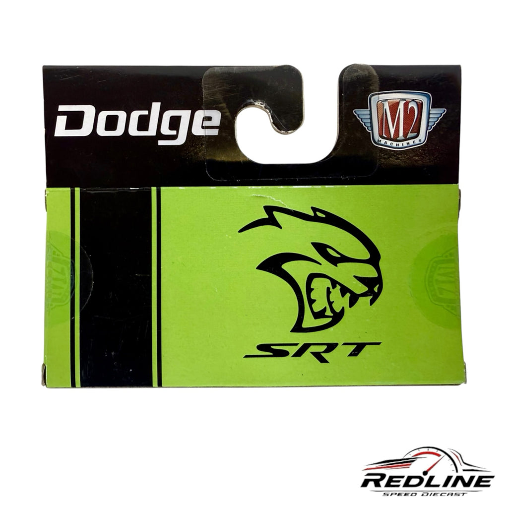 Redline Speed Diecast M2 Machines 1976 Dodge Adventurer 150 custom truck packaging in neon green with SRT logo