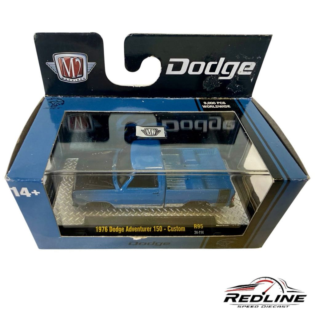 Redline Speed Diecast 1976 Dodge Adventurer 150 Custom blue truck in original M2 Machines display box
